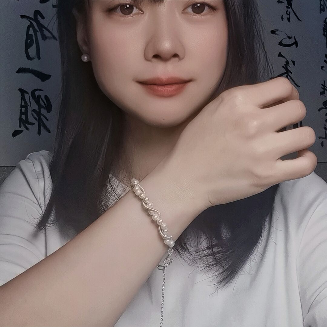 DIY13.Hand-made original Dodder Flower Fresh Water Pearl 925 Silver bracelet