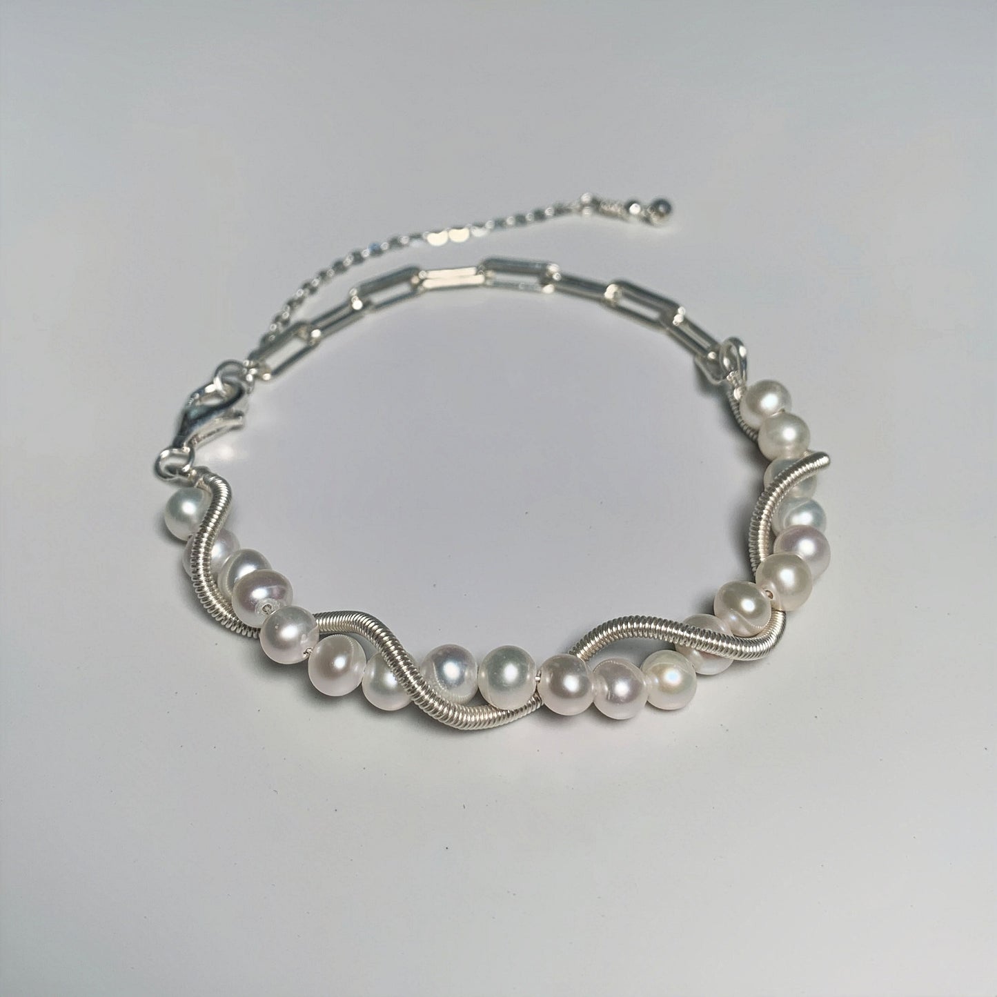 DIY13.Hand-made original Dodder Flower Fresh Water Pearl 925 Silver bracelet