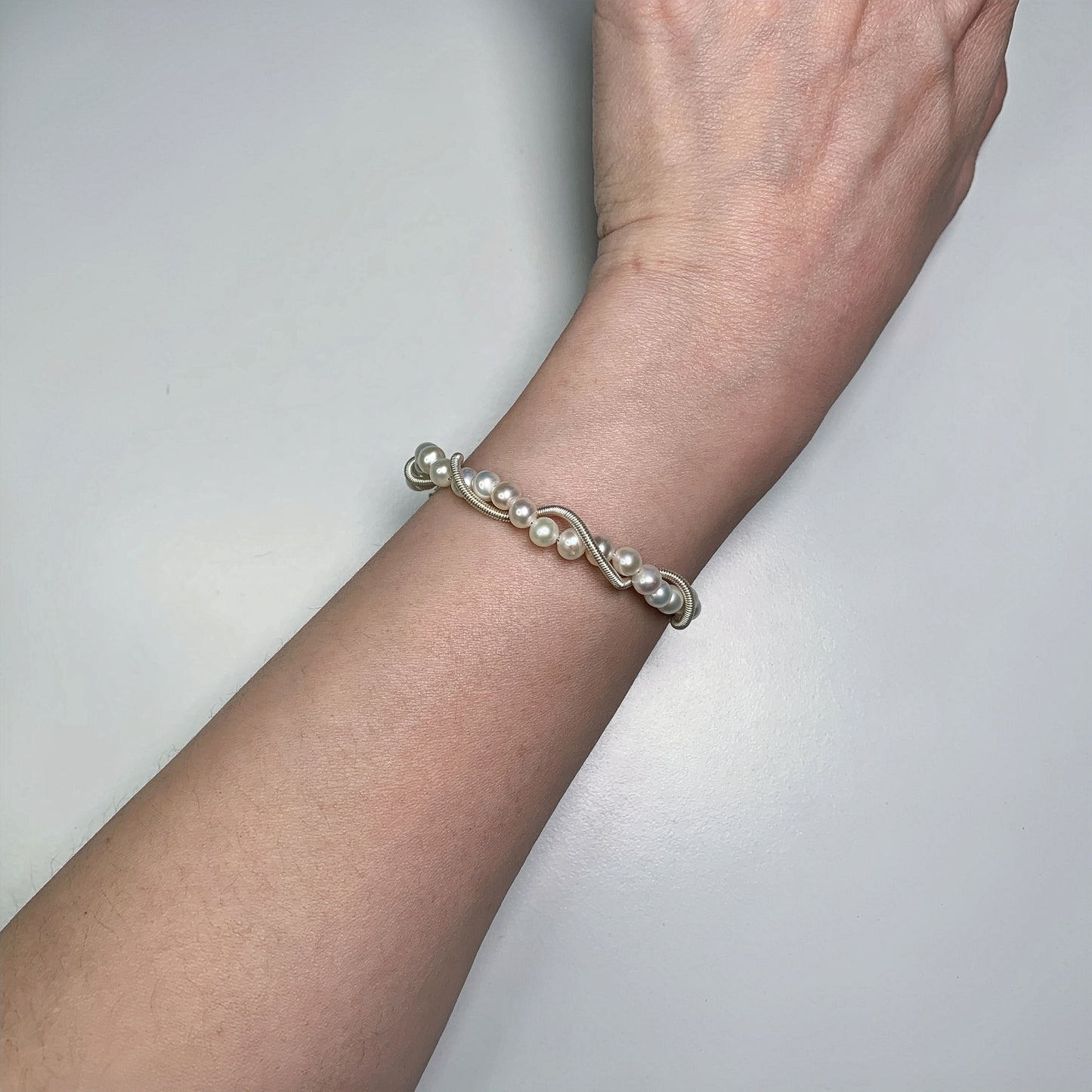 DIY13.Hand-made original Dodder Flower Fresh Water Pearl 925 Silver bracelet