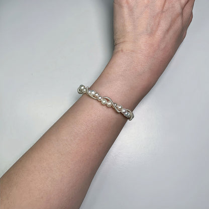 DIY13.Hand-made original Dodder Flower Fresh Water Pearl 925 Silver bracelet