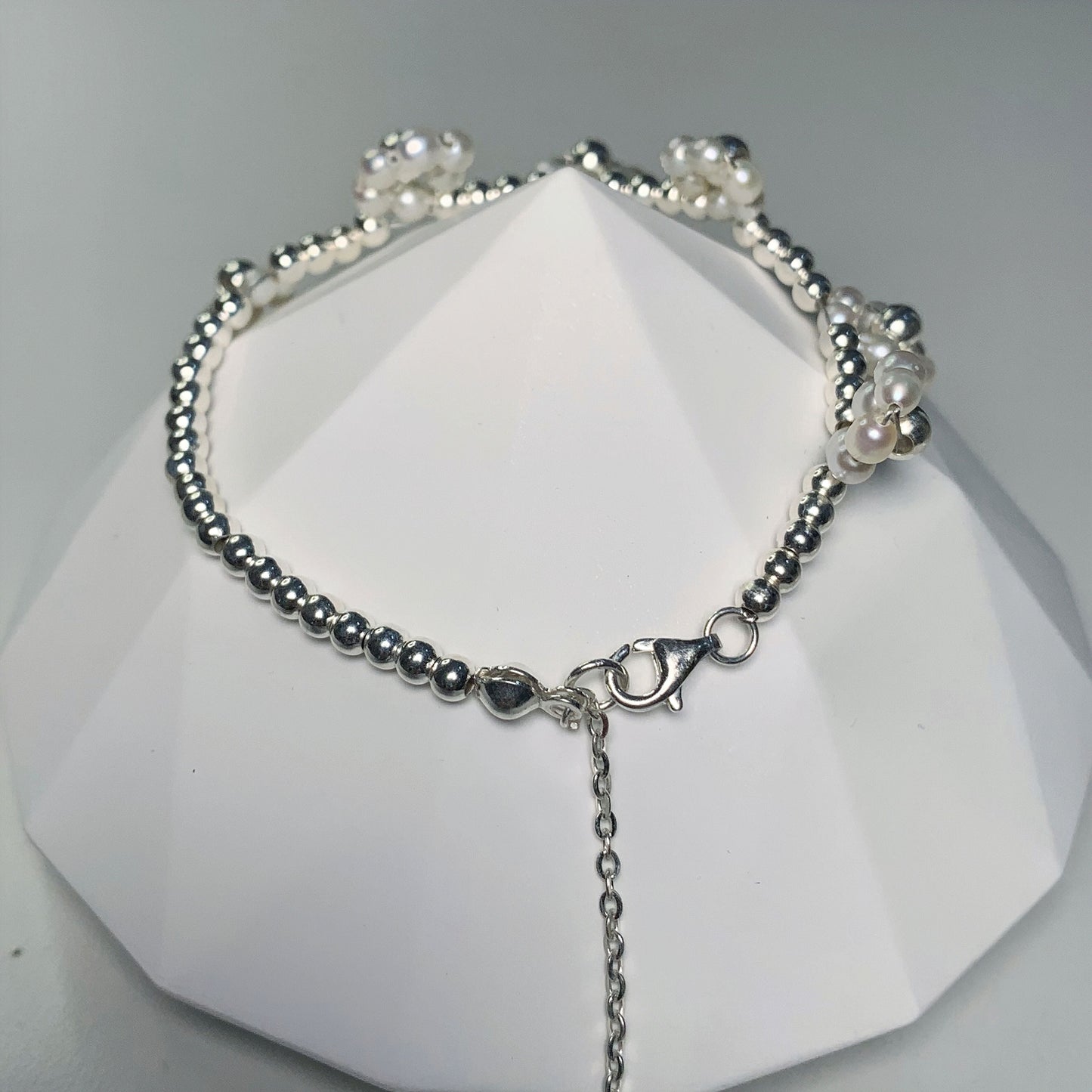 DIY12.Original hand-made small flowers Fresh Water Pearl 925 Silver bracelet