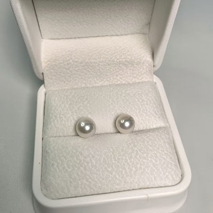 DIY3.Small fresh 6-7mm high light fresh water pearl 925 silver Ear stud
