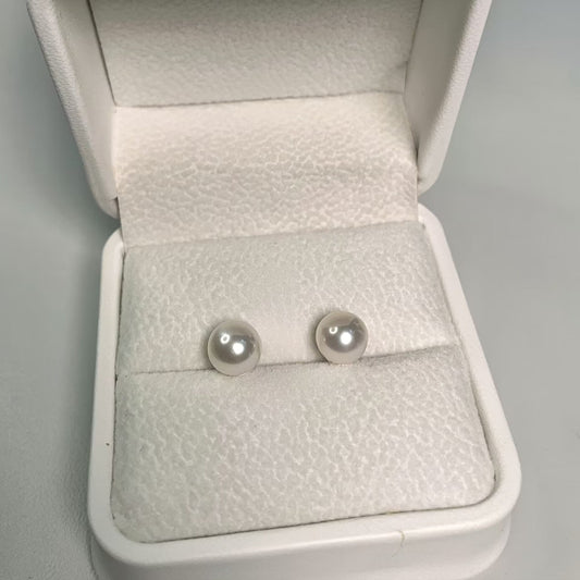 DIY3.Small fresh 6-7mm high light fresh water pearl 925 silver Ear stud
